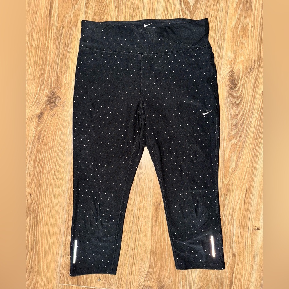 Nike Dri-FIT Cropped Leggings - Black with Dots - Size Small